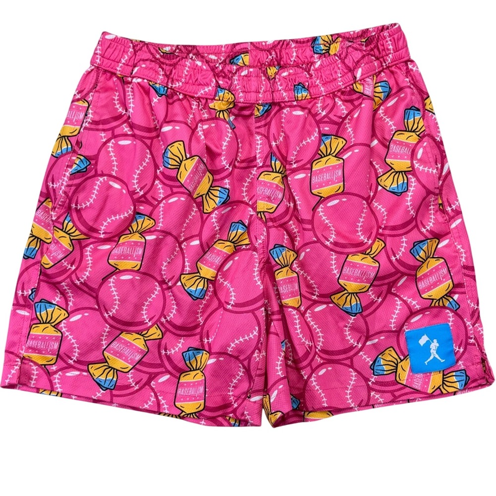 Baseballism Men Pink Bubble Gum Bubblegum Baseball Athletic Shorts Medium EUC